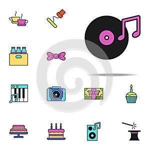 gramophone record colored icon. birthday icons universal set for web and mobile