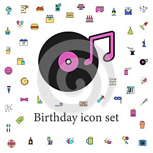 gramophone record colored icon. birthday icons universal set for web and mobile