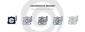 Gramophone record icon in different style vector illustration. two colored and black gramophone record vector icons designed in