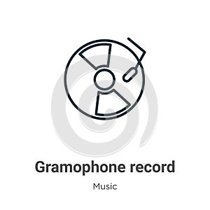 Gramophone record outline vector icon. Thin line black gramophone record icon, flat vector simple element illustration from