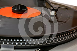 Gramophone vinyl record on player