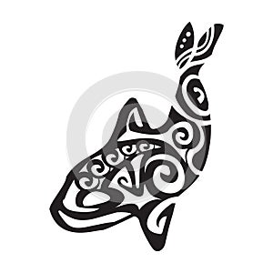 Grampus tattoo in Maori style. Vector illustration EPS10