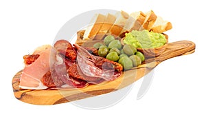 Gran Antipasto Snack Selection On Olive Wood Serving Board