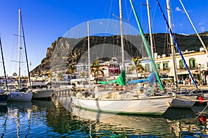 Gran Canaria holidays. Scenic Puerto de Mogan. View with sail boats, Canary islands