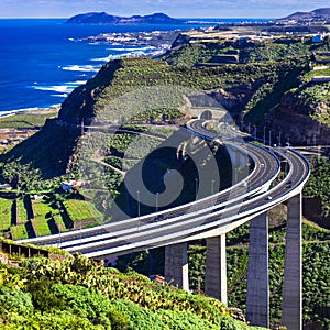 Gran Canaria island - view with impressive bridge in mountains