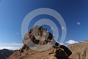 Gran Canaria, landscape of the southern part of the island along Barranco de ArguineguÃÂ­n steep and deep ravine photo