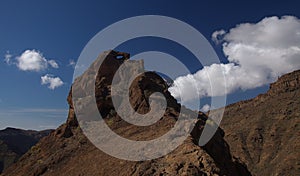 Gran Canaria, landscape of the southern part of the island along Barranco de ArguineguÃÂ­n steep and deep ravine photo