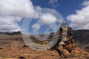 Gran Canaria, landscape of the southern part of the island along Barranco de ArguineguÃÂ­n steep and deep ravine photo