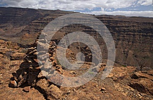 Gran Canaria, landscape of the southern part of the island along Barranco de ArguineguÃÂ­n steep and deep ravine photo