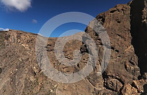 Gran Canaria, landscape of the southern part of the island along Barranco de ArguineguÃÂ­n steep and deep ravine photo