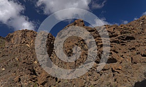 Gran Canaria, landscape of the southern part of the island along Barranco de ArguineguÃÂ­n steep and deep ravine photo