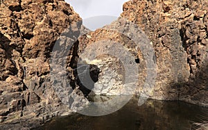 Gran Canaria, landscapes along the hiking route around the ravive Barranco del Toro at the southern part of the  island, full of c