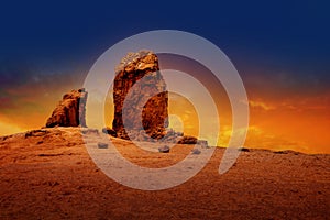 Gran canaria roque nublo dramatic sunset sky