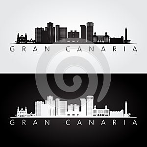 Gran Canaria skyline and landmarks silhouette