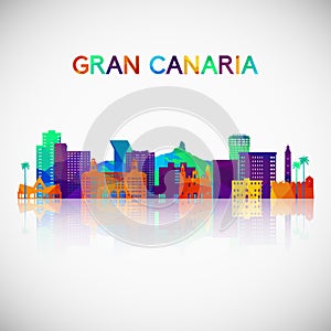 Gran Canaria skyline silhouette in colorful geometric style.
