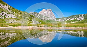 Gran Sasso mountain summit at Campo Imperatore plateau, Abruzzo,