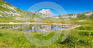 Gran Sasso mountain summit at Campo Imperatore plateau, Abruzzo, Italy