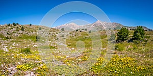 Gran Sasso mountain summit at Campo Imperatore plateau, Abruzzo, Italy