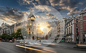 Gran Via shopping street in Madrid, Spain photo