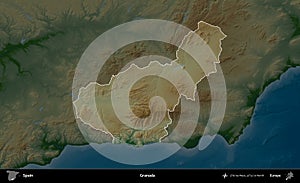 Granada highlighted, Spain. Physical