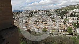 Granada, Andalucia, Spain - April 17, 2016: Alhambra and panoramic views of the city