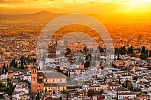 Granada Cathedral Aerial View at Sunset, Andalusia