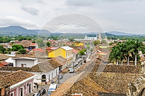 Granada city with Calle Real Xalteva in Nicaragua