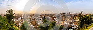 Panorama of the city of Granada in Andalusia, Spain