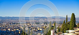 Granada skyline view from Albaicin in Spain