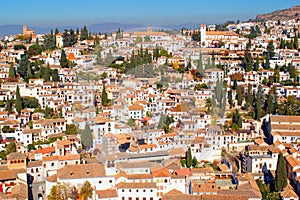 Granada Spain, Andalucia - areal view on the famous Spanish historical city