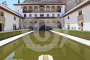 Alhambra in Granada, Spain: Nasrid Palace, Myrtle`s Courtyard