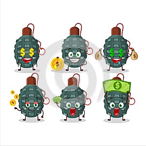 Granade firecracker cartoon character with cute emoticon bring money