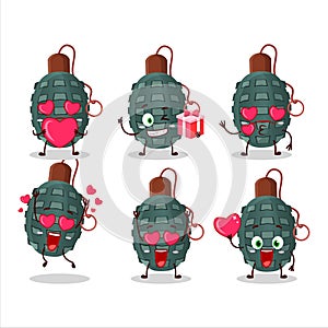 Granade firecracker cartoon character with love cute emoticon