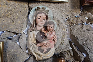 Image of the Mary and the child Jesus in the cave sanctuary of Hermano Pedro de Betancur, Tenerife, Canary Islands, Spain photo