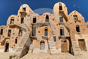 Granaries of a berber fortified village, known as ksar. Ksar Ouled Soltane, Tunisia