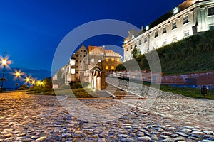 Granaries in Grudziadz at night