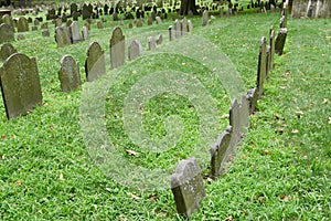 Granary Burying Ground, Boston's third oldest cemetery, on Tremont Street. Massachusetts, USA.