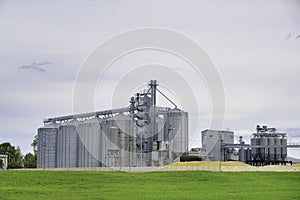 Granary elevator. Agro manufacturing plant for processing drying cleaning and storage of agricultural products, flour, cereals and