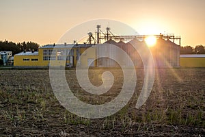 Granary elevator. agro-processing and manufacturing plant for processing and silver silos for drying cleaning and storage of