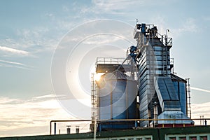 Granary elevator. agro-processing and manufacturing plant for processing and silver silos for drying cleaning and storage of