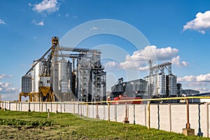 Granary elevator on agro-processing and manufacturing plant for processing and silver silos for drying cleaning and storage of