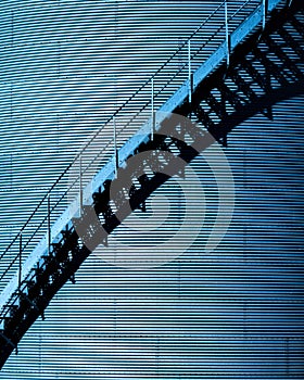 Granary silo staircase with shadows