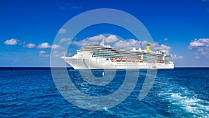 Granc Cayman - February 28, 2012: Costa cruise ship arriving in the port