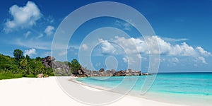 Grand anse beach la digue island seychelles photo