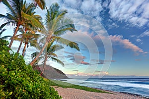 Grand Anse beach at sunset photo