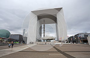 Grand Arch de la Defense, modern business and financial district in Paris, France