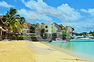 Grand Bae village on the coast of the Indian Ocean, Mauritius island