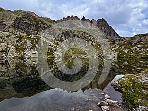 Grand Balcon Reflections: Lake Views on Mountain Trail, Chamonix, France photo