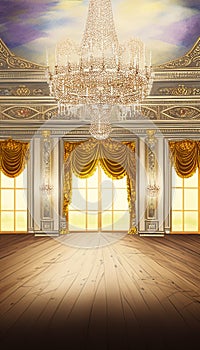 Grand Ballroom Stage Backdrop, Made with Generative AI