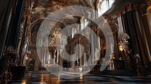 Grand Baroque Church Interior with Ornate Frescoes photo